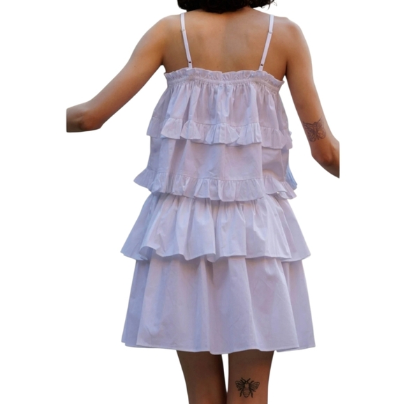 HT360 Collection White Cotton Ruffle 2-Piece Set – Camisole & Tiered Mini Skirt - Picture 13 of 17